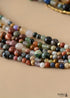 Boho Necklace, 3 Layers, White Natural Stone, Teardop Pendant